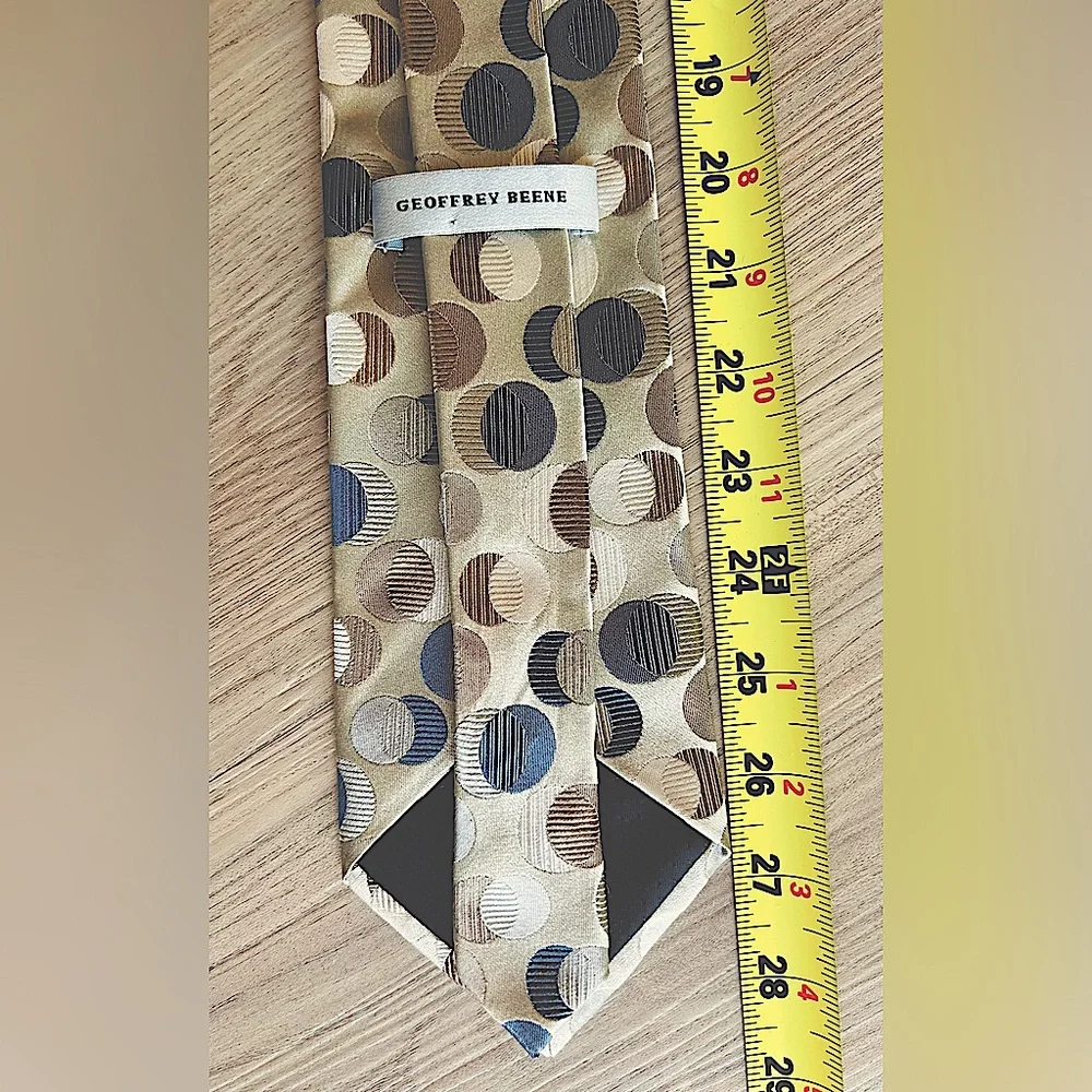 Geoffrey Bean Men's Silk Tie Taupe Polka Dot Tie Professional Handmade